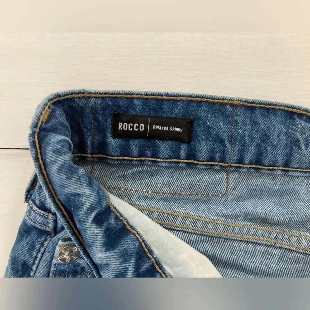 True Religion Jeans Men’s 38 Blue Rocco Relaxed Skinny Distressed Denim